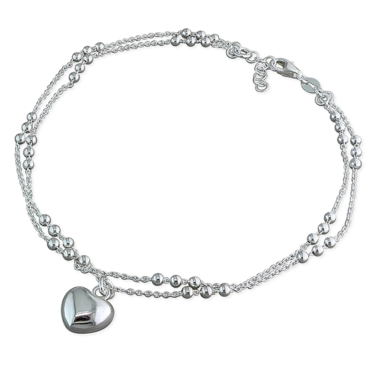 Beaded/Ball & Chain Link Sterling Silver Anklet/Ankle Bracelet/Ankle Chain - 925 Sterling 