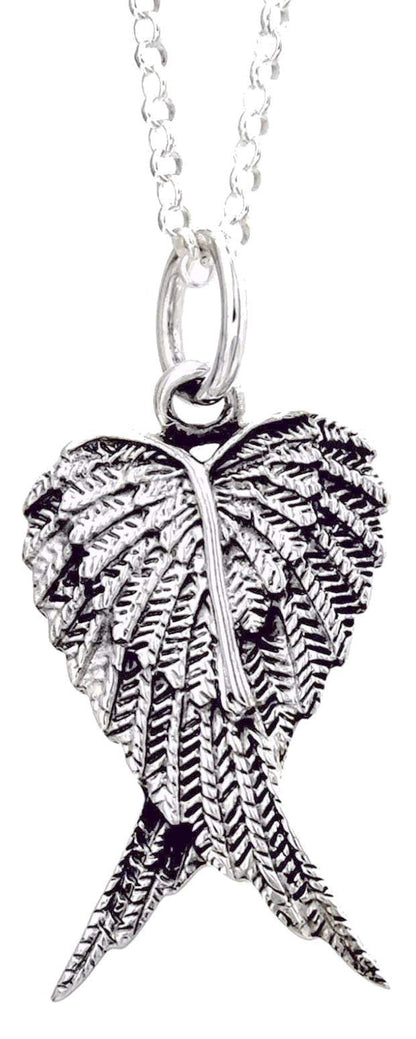 Guardian Angel Double Wing Sterling Silver Pendant Necklace (LARGE) for Men/Women/Unisex On 16, 18 or 20 Inch Chain - 925 Sterling Silver - Size: 20mm W X 40mm H - Weight: 6.50 Grams