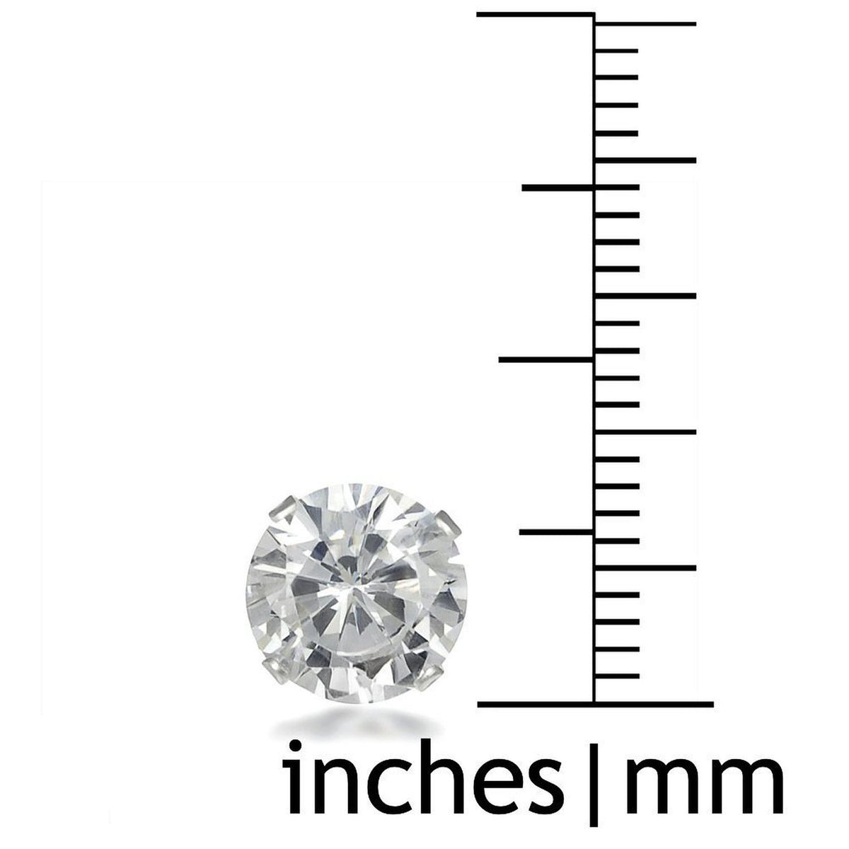 8MM Classic Brilliant Round Cut Cubic Zirconia (CZ) Sterling Silver Solitaire Stud Earrings/Ear Studs for Women Ladies Girls - Birthstone Earrings