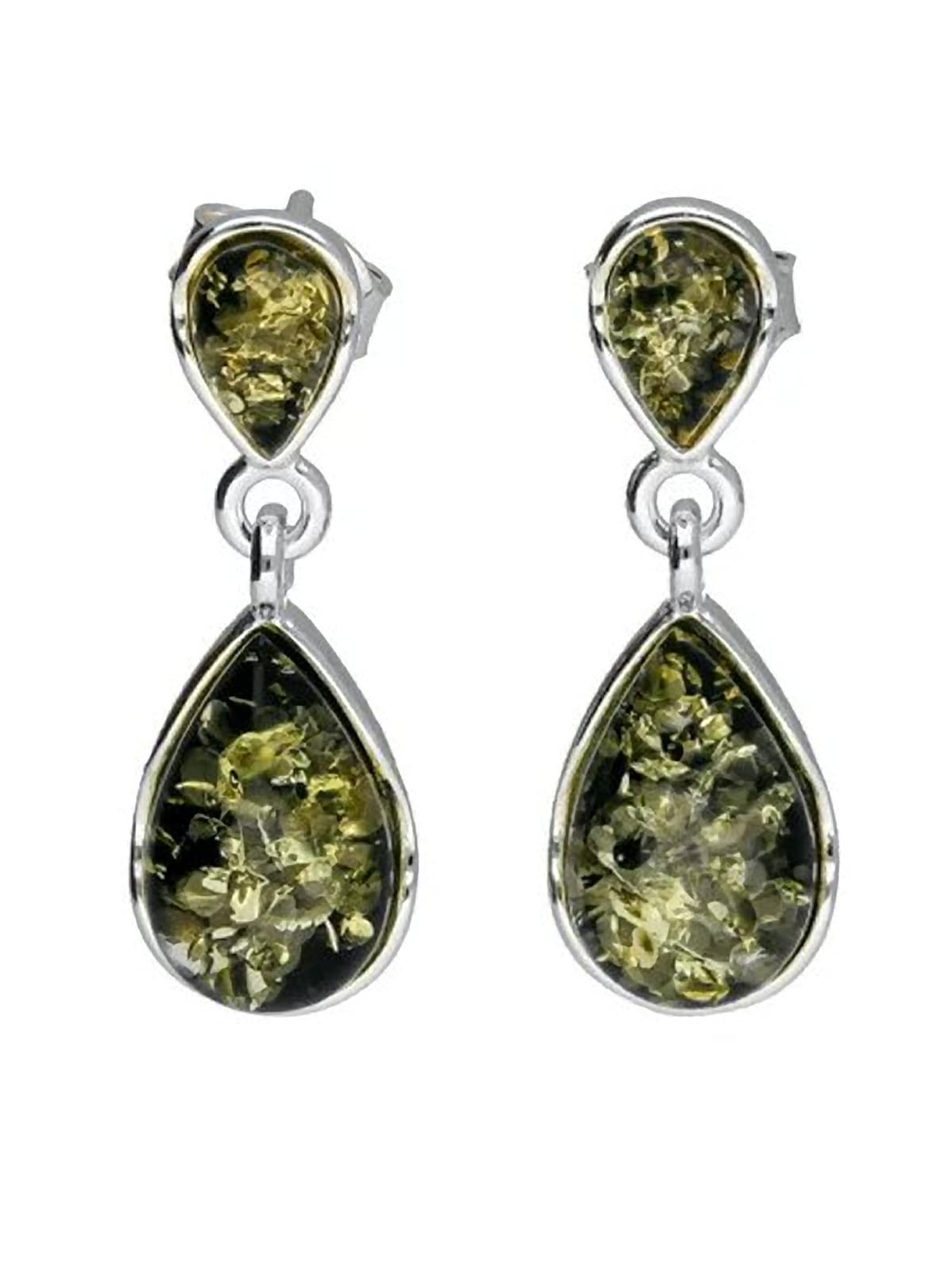 Petite Pear/Teardrop Cut Baltic Amber 925 Sterling Silver Earrings for Women/Ladies/Girls 