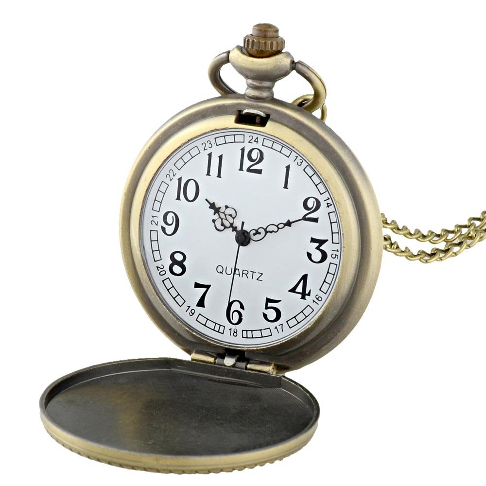 Spiderman Antique Bronze Effect Retro/Vintage Case Men's Quartz Pocket Watch Necklace - On 32" Inch / 80cm Chain