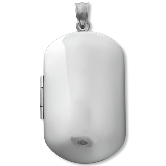 Large Polished Plain Rectangle Sterling Silver Locket Pendant (Without Chain) for Women Men Unisex - 3.7cm Long - Perfect for Engraving