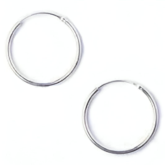 10MM Sterling Silver SMALL Plain Simple Polished Top Hinged Endless Hoop Earrings - Fine Circle Round Hoop Sleeper Earrings for Women/Teenagers/Girls