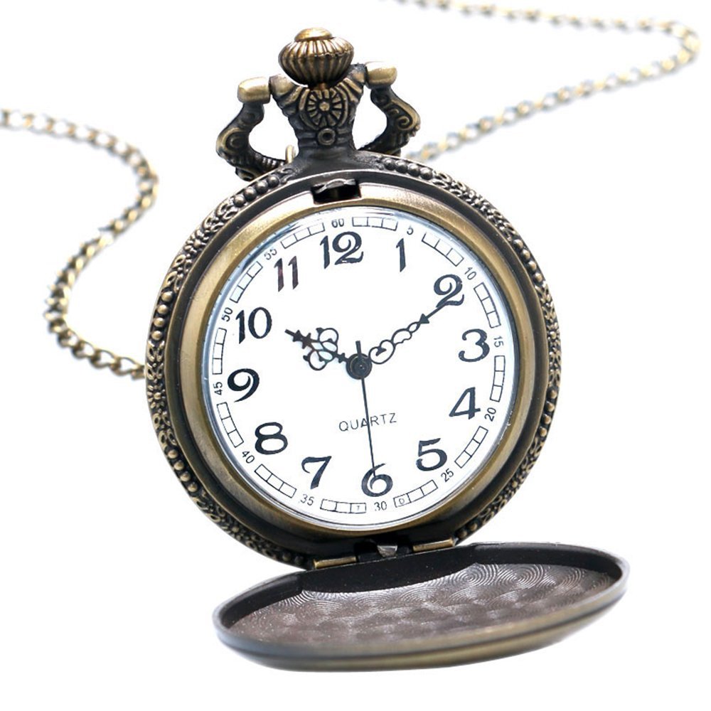 Golf/Golfing/Golfer Theme 3D Bronze Effect Quartz Pocket Watch Necklace - On 32" Inch / 80 