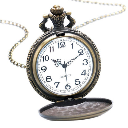 Golf/Golfing/Golfer Theme 3D Bronze Effect Quartz Pocket Watch Necklace - On 32" Inch / 80 