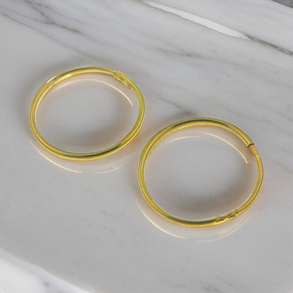 9mm 9ct Yellow Gold Hoop Sleeper Earrings For Women Men Kids - Endless/Seamless Continuous Small Thin ULTRA MINI Hoops - Solid Gold Hoop Earring Sleepers