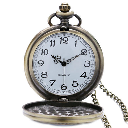 Captain America Shield Bronze Effect Antiqued/Vintage Case Men's Quartz Pocket Watch Necklace - On 32" inch / 80cm Chain