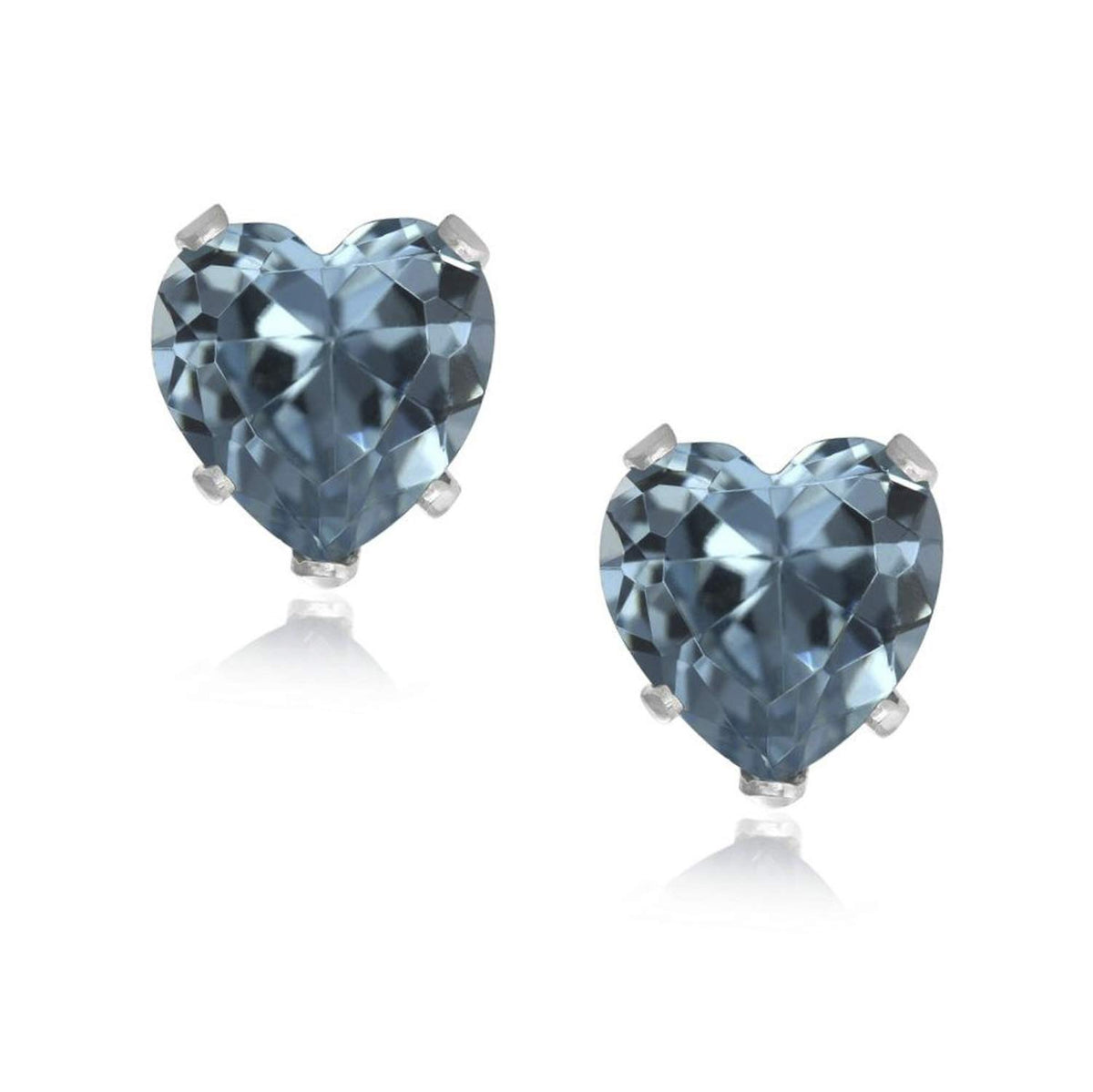 8MM Heart Cut CZ Birthstone Stud Earrings/Ear Studs for Women - 925 Sterling Silver 