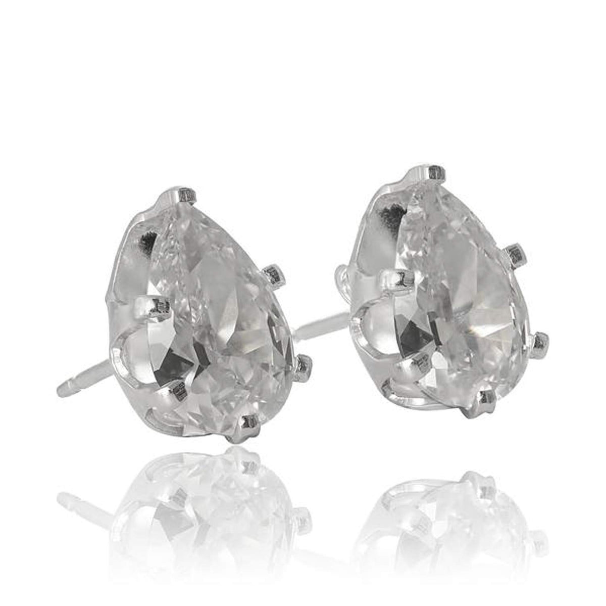 7MM Pear/Teardrop Cut CZ Birthstone Stud Earrings/Ear Studs for Women - 925 Sterling Silver
