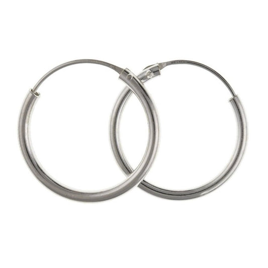 14MM Plain Top-Hinged Sterling Silver Sleeper Endless Hoop Earrings for Women/Teenage/Girls - 925 Sterling Silver - Simple Small Sleeper Hoops - UNISEX