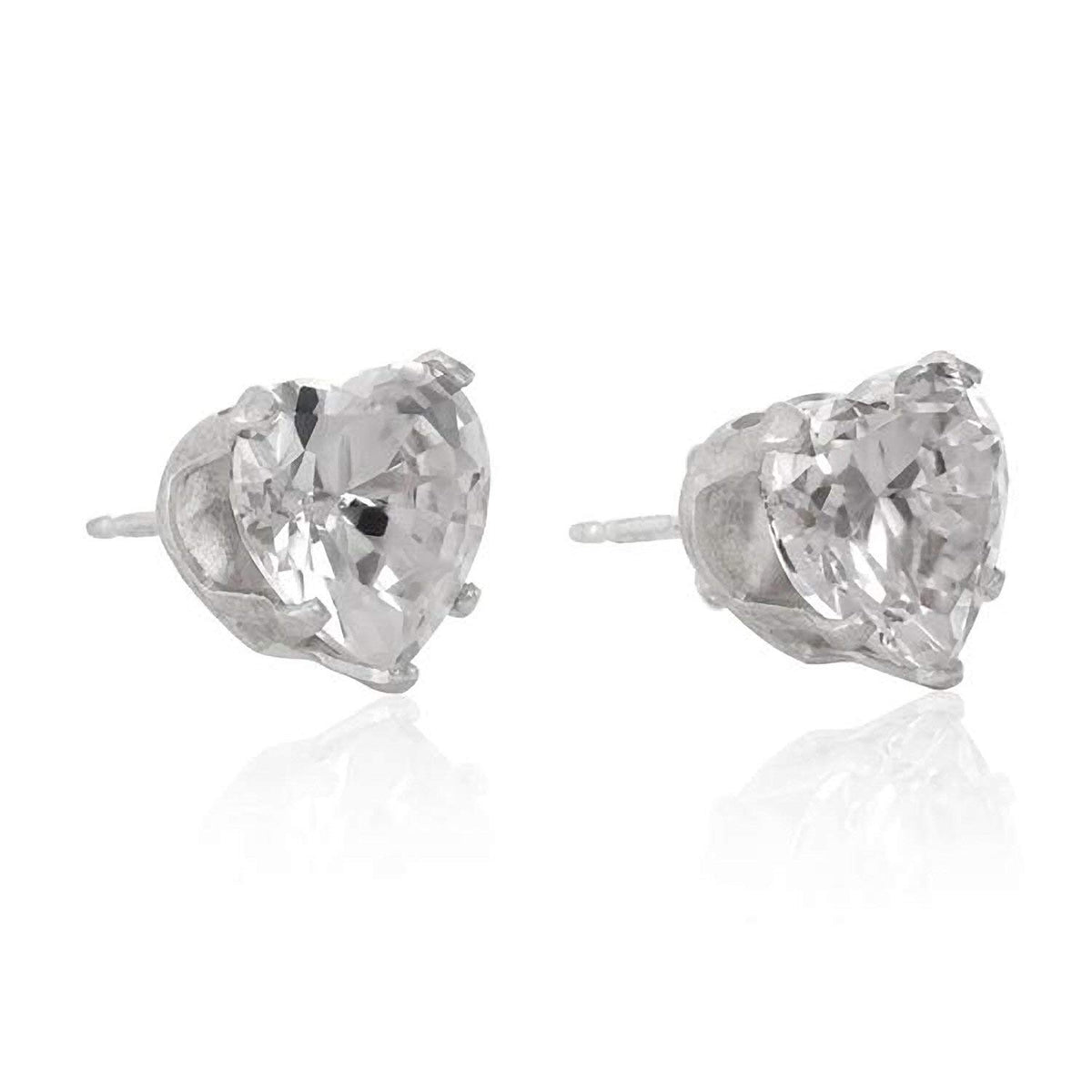 6MM Heart Cut CZ Birthstone Stud Earrings/Ear Studs for Women - 925 Sterling Silver