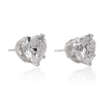 6MM Heart Cut CZ Birthstone Stud Earrings/Ear Studs for Women - 925 Sterling Silver