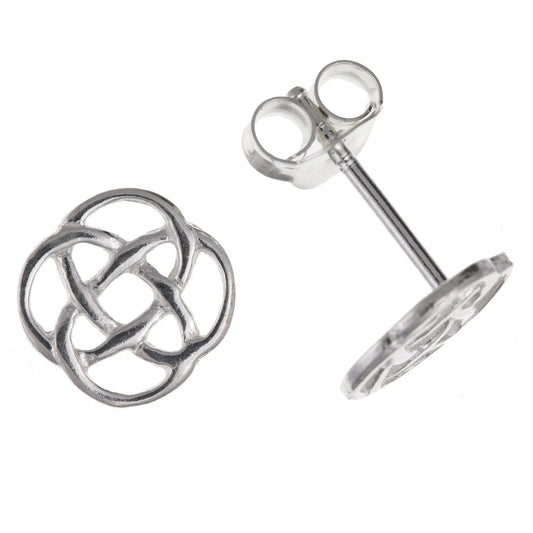 9MM Irish Celtic Knot Weave Stud Earrings/Ear Studs for Women/Teenage/Girls - 925 Sterling Silver - Irish Jewellery