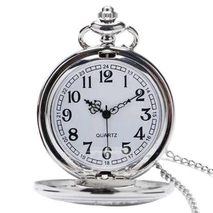 DR WHO Polished Silver Finish Retro/Vintage Case Full Hunter Mens/Boys Quartz Pocket Watch Necklace - On 32" inch / 80cm Chain