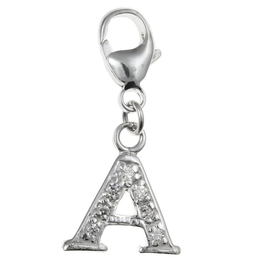 Capital Letter A-Z Alphabet Initial 925 Sterling Silver Clip On Charm Pendant with Lobster ##a-cz