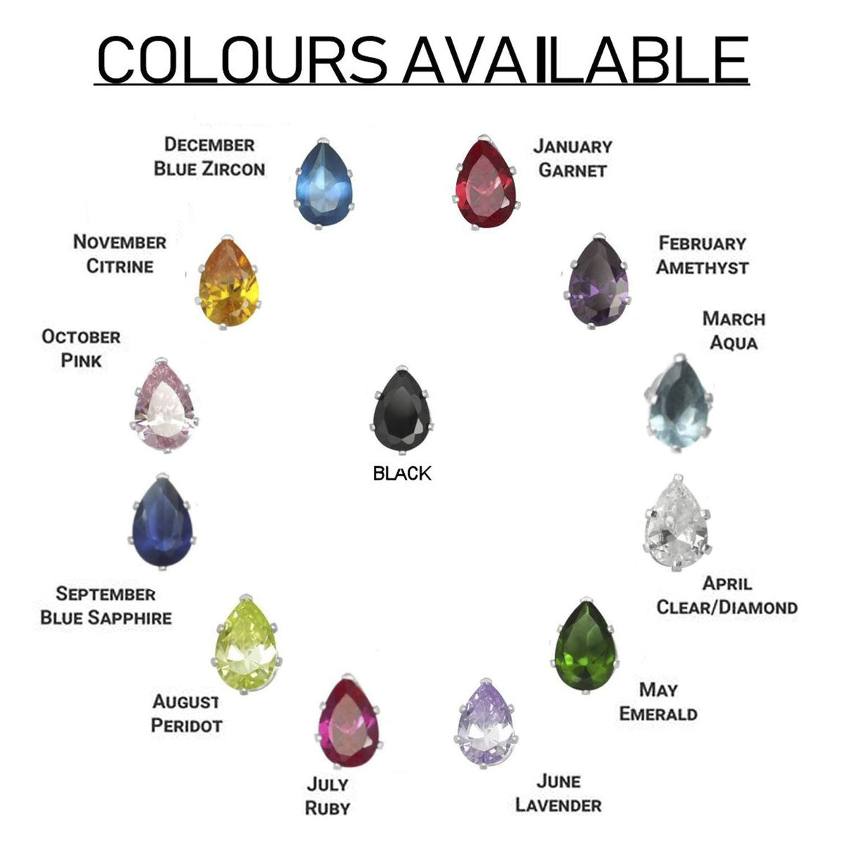 7MM Pear/Teardrop Cut CZ Birthstone Stud Earrings/Ear Studs for Women - 925 Sterling Silver