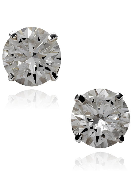 5MM MENS/UNISEX Simulated Diamond CZ Sterling Silver or Gold Stud Earrings ##sterling-silver