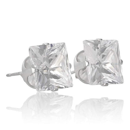 5MM Square Princess Cut CZ Birthstone Stud Earrings/Ear Studs for Women - 925 Sterling Silver