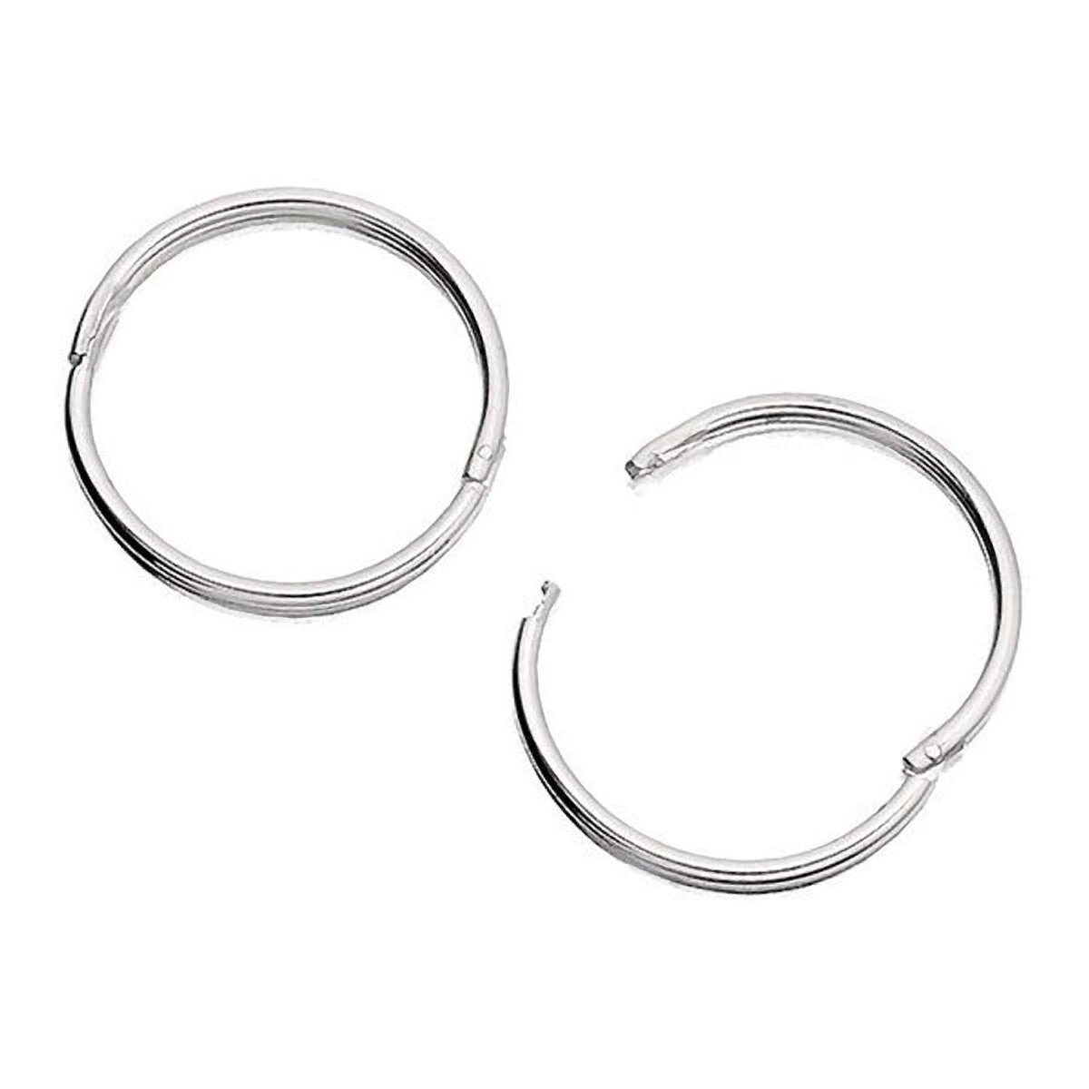F.Hinds 13MM Sterling Silver Round Hoop Earrings for Women Ladies Men Unisex - Solid 925 Sterling Silver - Plain & Simple Polished Fine Circle Endless Half-Hinged Hoops