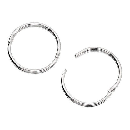 F.Hinds 13MM Sterling Silver Round Hoop Earrings for Women Ladies Men Unisex - Solid 925 Sterling Silver - Plain & Simple Polished Fine Circle Endless Half-Hinged Hoops