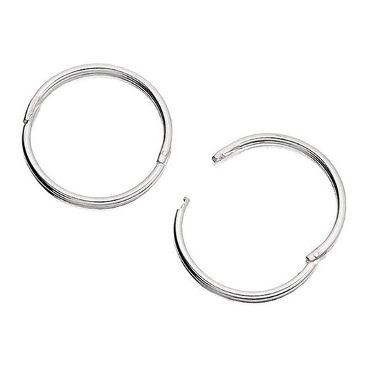 F.Hinds 13MM Sterling Silver Round Hoop Earrings for Women Ladies Men Unisex - Solid 925 Sterling Silver - Plain & Simple Polished Fine Circle Endless Half-Hinged Hoops