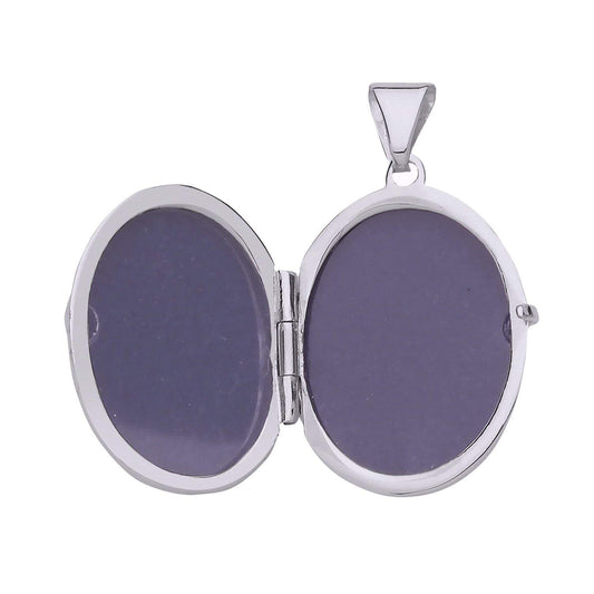 Large Oval Victorian Foliate Engraved Pattern Sterling Silver Locket for Women/Ladies/Girls (Without Chain) - 2 Photo Locket - 925 Sterling Silver - Engravable