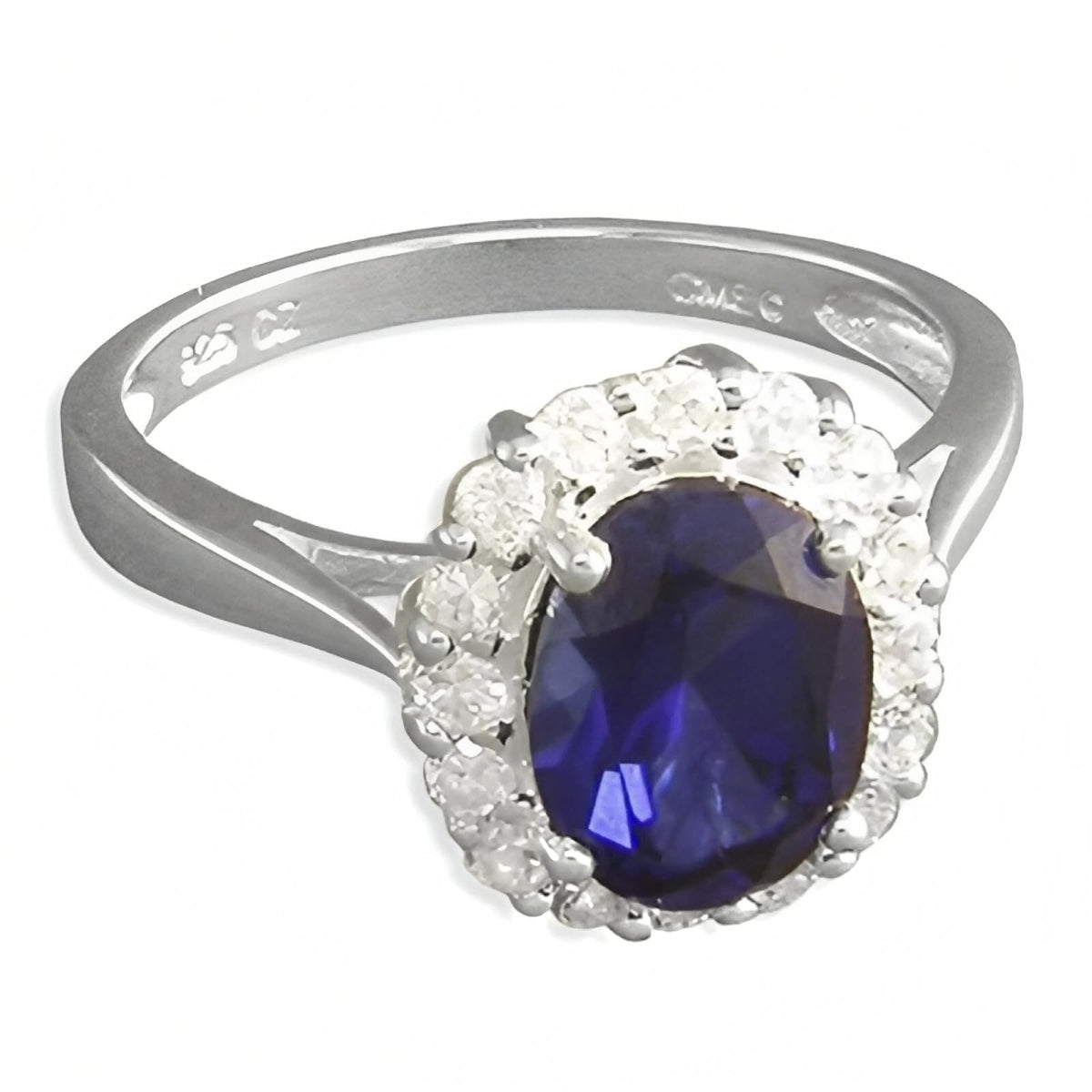 Sapphire & Diamond CZ Sterling Silver Engagement Ring - MEDIUM Replica Kate Middleton/Prin 
