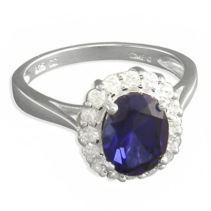Sapphire & Diamond CZ Sterling Silver Engagement Ring - MEDIUM Replica Kate Middleton/Prin 