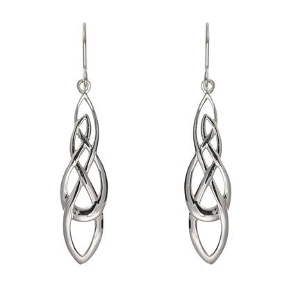 Large Irish Celtic Knot Drop Hook Earrings - 925 Sterling Silver - 5cm Drop