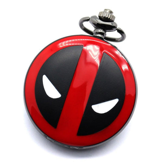Deadpool Red & Black Finished Case Men's Quartz Pocket Watch Necklace - On 32" Inch / 80cm Chain