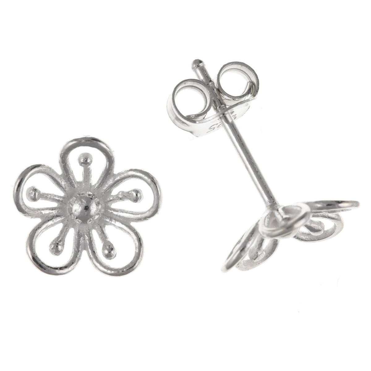 9MM Open Daisy Flower/Floral Stud Earrings/Ear Studs for Women/Teenage/Girls - 925 Sterling Silver - Small & Discreet