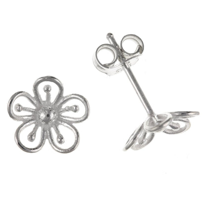 9MM Open Daisy Flower/Floral Stud Earrings/Ear Studs for Women/Teenage/Girls - 925 Sterling Silver - Small & Discreet