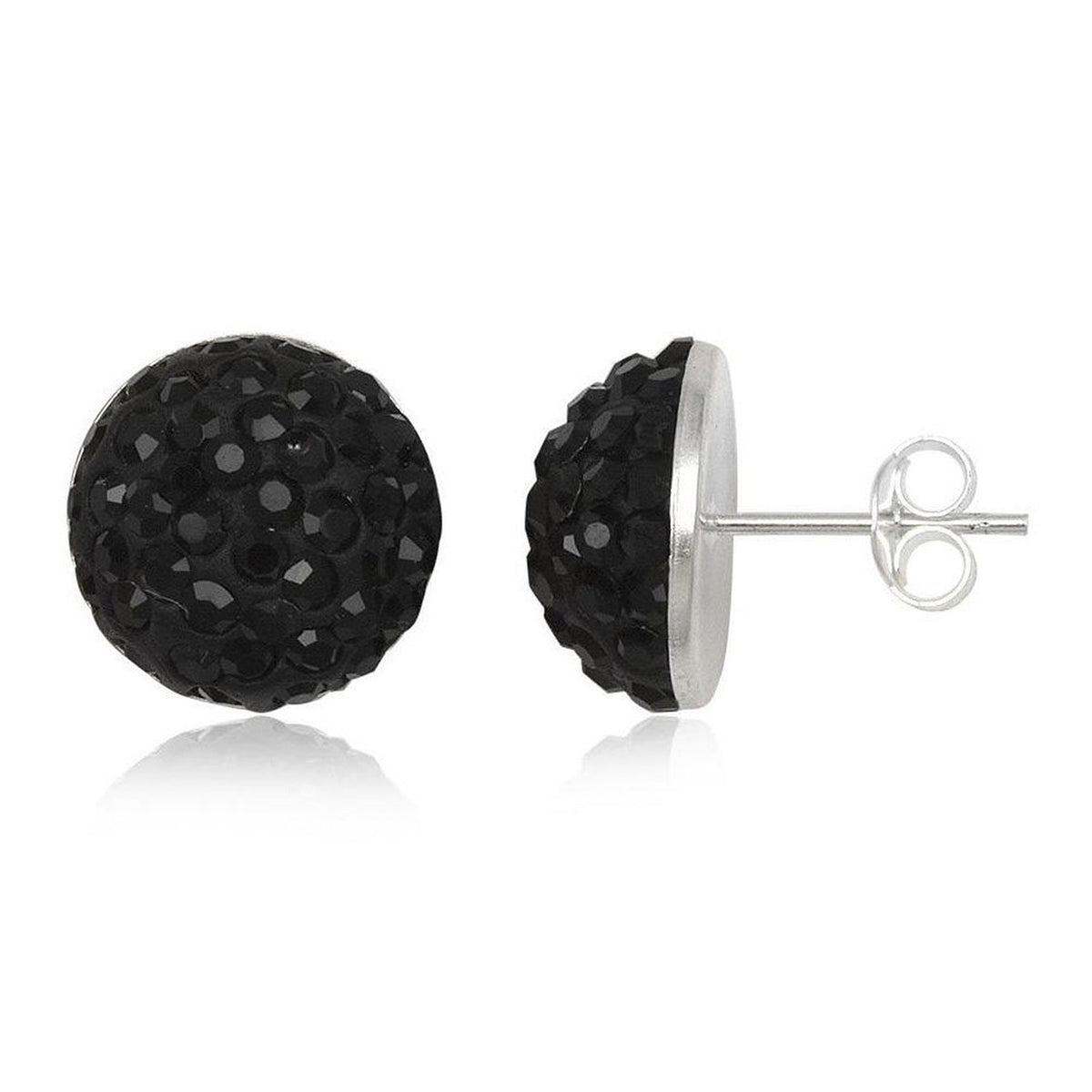 14MM Half Disco Ball Sterling Silver Stud Earrings 