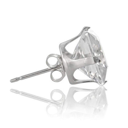 6MM Square Princess Cut CZ Birthstone Stud Earrings/Ear Studs for Women - 925 Sterling Silver