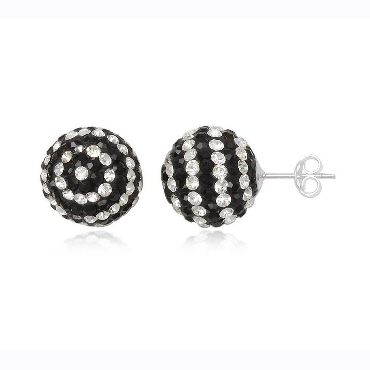 14MM WOMENS Sparkly Disco Ball Sterling Silver Stud Earrings 