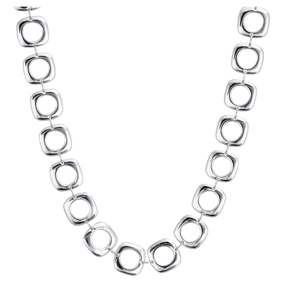 Silver Tone Cushion Necklace with T-Bar/Toggle Clasp - 16", 18" or 20" Inch - 925 Sterling Silver Plated - Designer Inspired Chunky Silver Necklace