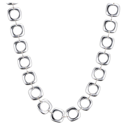 Silver Tone Cushion Necklace with T-Bar/Toggle Clasp - 16", 18" or 20" Inch - 925 Sterling Silver Plated - Designer Inspired Chunky Silver Necklace