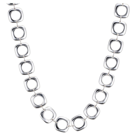 Silver Tone Cushion Necklace with T-Bar/Toggle Clasp - 16", 18" or 20" Inch - 925 Sterling Silver Plated - Designer Inspired Chunky Silver Necklace