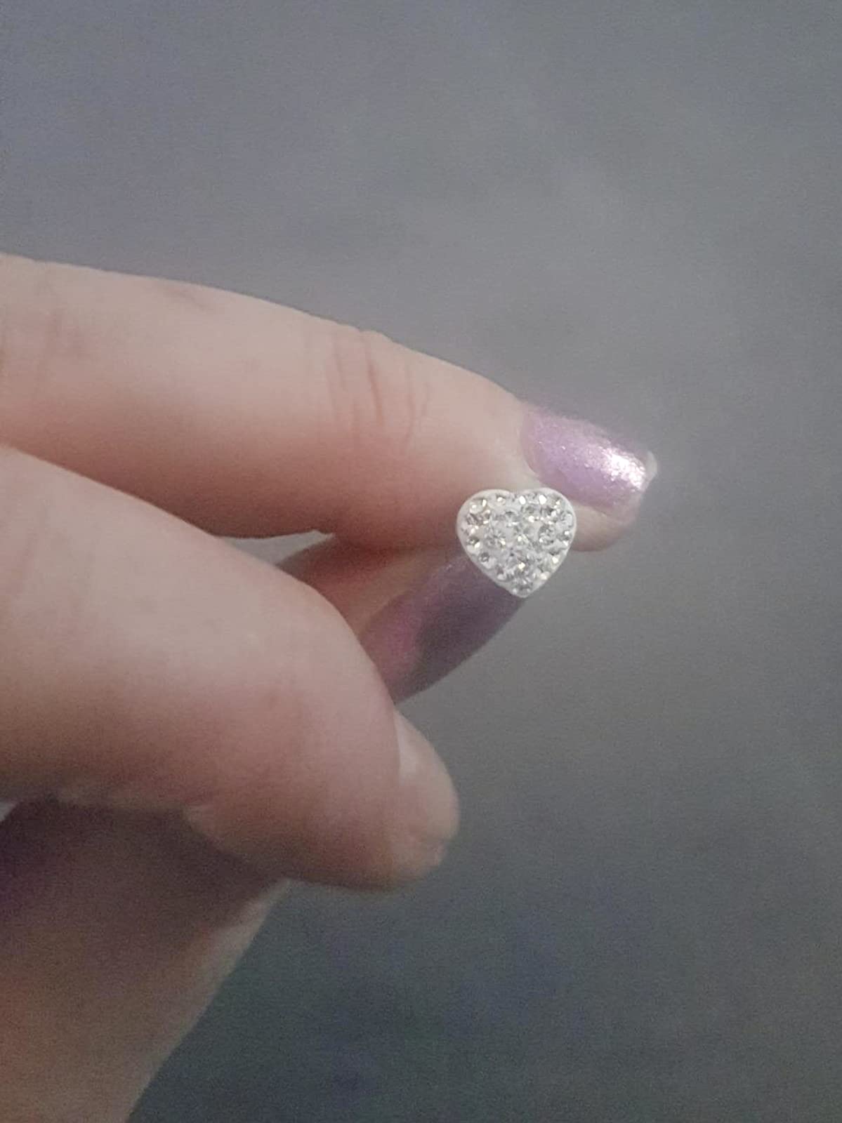 9MM 3D WHITE Austrian Crystal Sterling Silver Heart Stud Earrings/Ear Studs for Women/Teenagers/Girls - 925 Sterling Silver - Sparkly & Bling