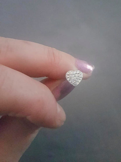 9MM 3D WHITE Austrian Crystal Sterling Silver Heart Stud Earrings/Ear Studs for Women/Teenagers/Girls - 925 Sterling Silver - Sparkly & Bling