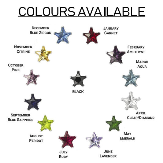 4MM Star Cut CZ Birthstone Stud Earrings/Ear Studs for Women - 925 Sterling Silver
