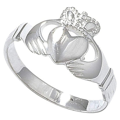 Classic Irish Celtic Claddagh Sterling Silver Band Ring With Cut-Out Heart - Irish Jewellery – Sizes J-R Available