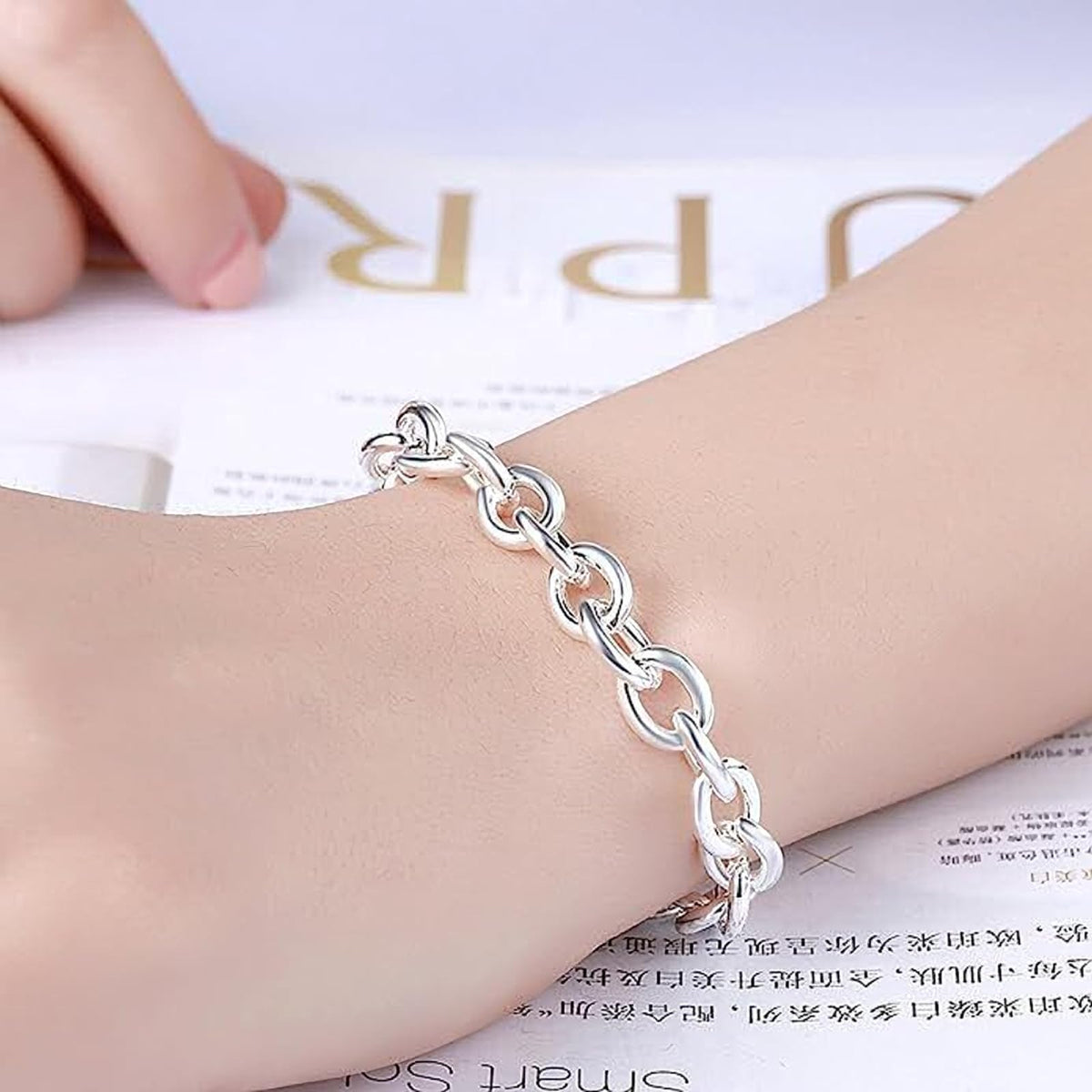Toggle / T-Bar Link Bracelet - 8" inch - 925 Sterling Silver Plated