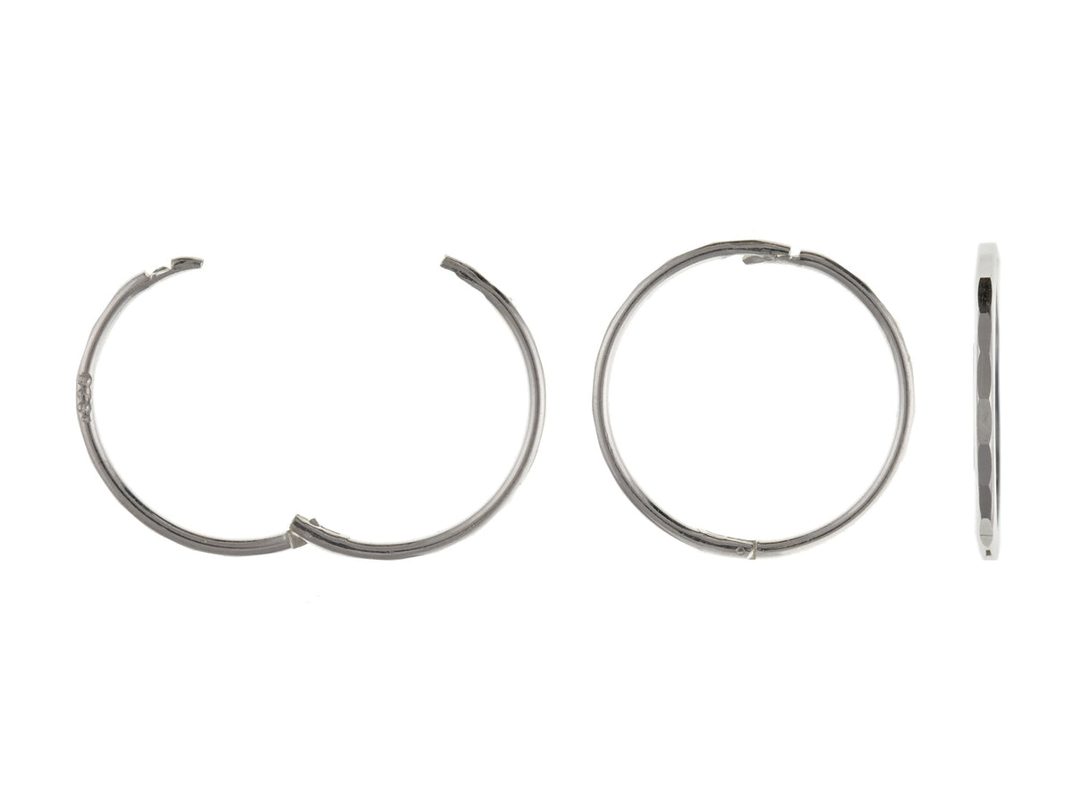 14MM Faceted Round Half Hinged Hoop Sleeper Earrings for Women/Teenage/Girls - 925 Sterling Silver - Plain & Simple Faceted Hinged