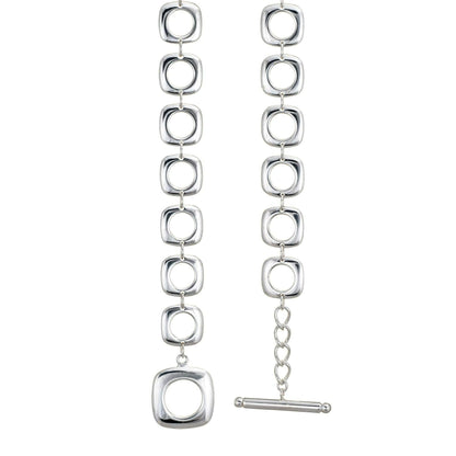 Silver Tone Cushion Necklace with T-Bar/Toggle Clasp - 16", 18" or 20" Inch - 925 Sterling Silver Plated - Designer Inspired Chunky Silver Necklace