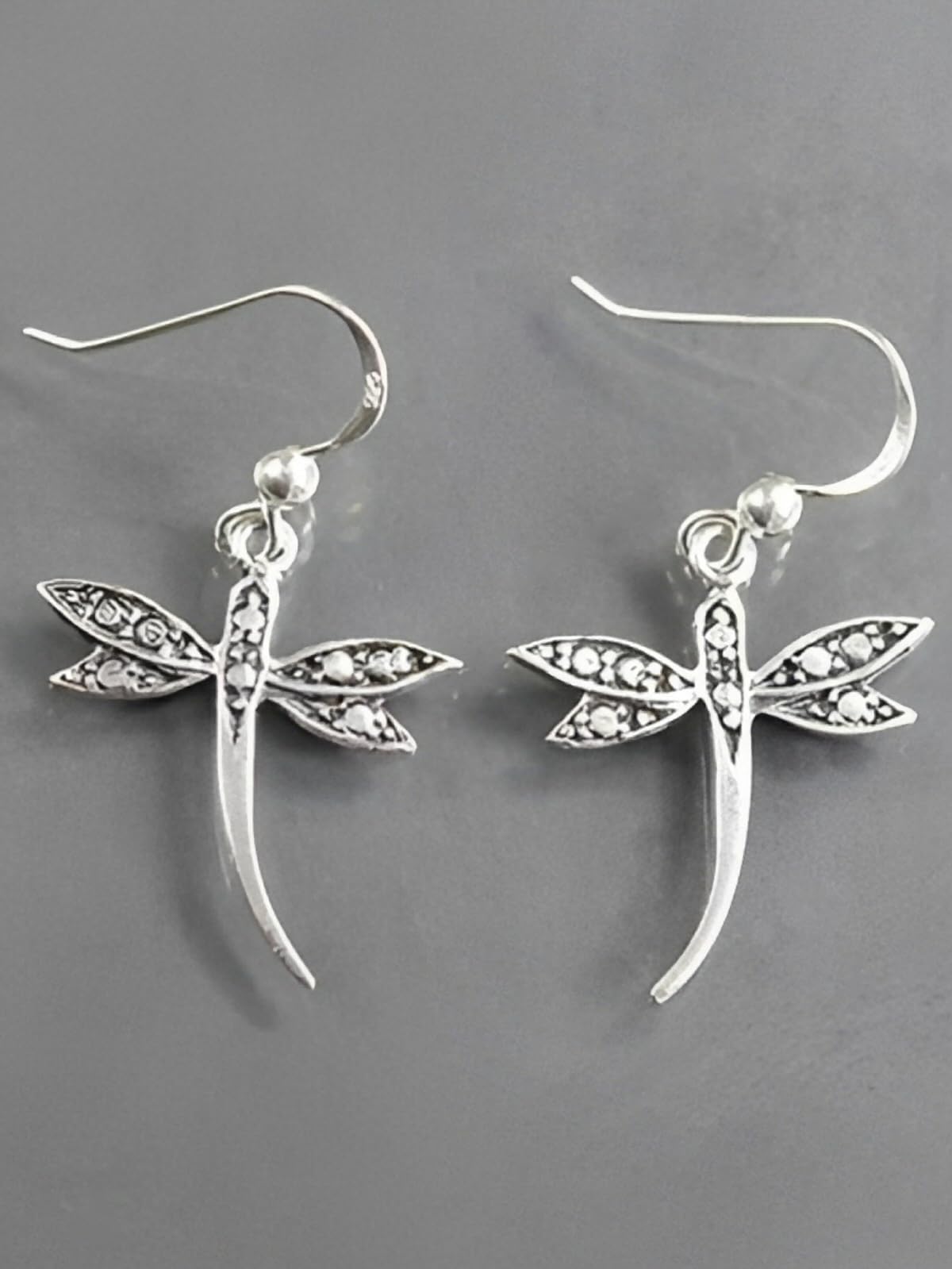 Dragonfly Sterling Silver Dangly Drop Hook Earrings - Designer Inspired. 54-706-2920