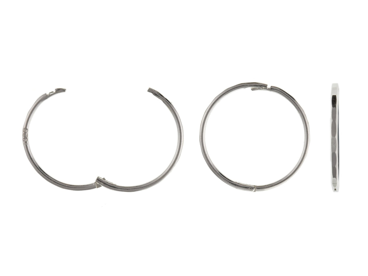16MM Faceted Round Half Hinged Hoop Sleeper Earrings for Women/Teenage/Girls - 925 Sterling Silver - Plain & Simple Faceted Hinged