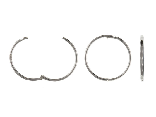 16MM Faceted Round Half Hinged Hoop Sleeper Earrings for Women/Teenage/Girls - 925 Sterling Silver - Plain & Simple Faceted Hinged