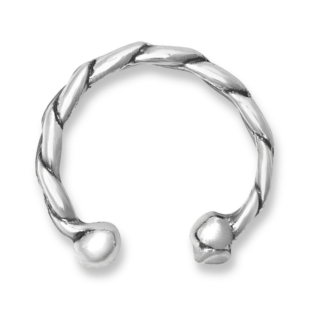 Chain Braid Bali Style Band Outer Ear Cuff Clip-On Earring - 925 Sterling Silver - Non Pierced Earring