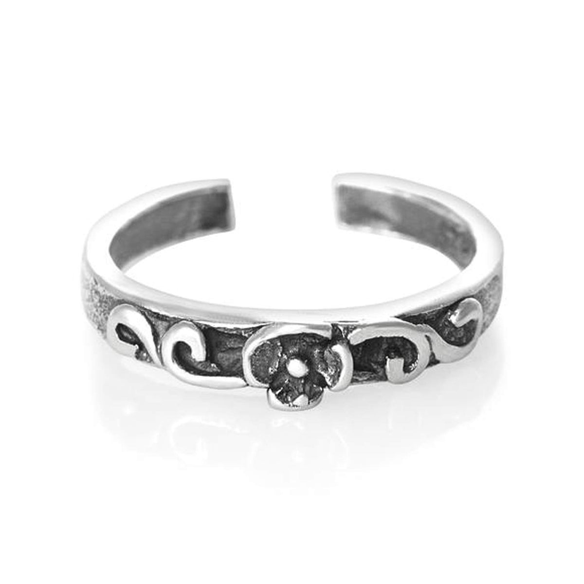 FLOWERS/FLORA/FAUNA Toe Ring for Women Girls - Adjustable - 925 Sterling Silver - Pretty T 